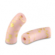 Perles acryliques tube mat Rose clair-doré