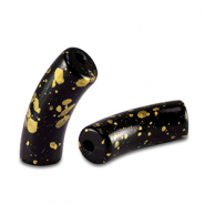 Perles acryliques tube brillante Noir-doré