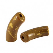 Perles acryliques tube brillante Marron-doré