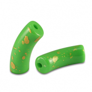 Perles acryliques tube brillante Vert clair-doré