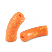 Perles acryliques tube brillante Orange-doré