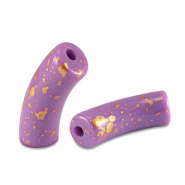 Perles acryliques tube brillante Violet-doré