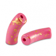 Perles acryliques tube brillante Rose-doré