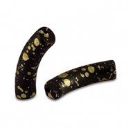 Perles acryliques tube mat Noir-doré