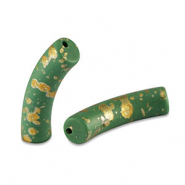Perles acryliques tube mat Vert foncé-doré
