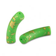 Perles acryliques tube mat Vert clair-doré