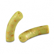 Perles acryliques tube mat Vert lime-doré