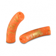Perles acryliques tube mat Orange-doré