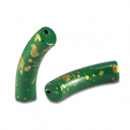 Perles acryliques tube brillante Vert foncé-doré