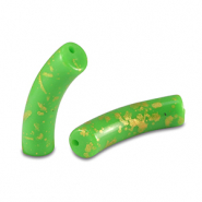 Perles acryliques tube brillante Vert clair-doré