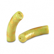 Perles acryliques tube brillante Vert lime-doré