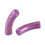 Perles acryliques tube brillante Violet-doré