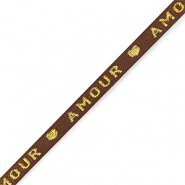 Ruban texte "amour" Marron-doré