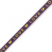 Ruban texte "love" Violet-doré