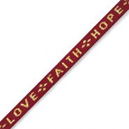 Ruban texte "love faith hope" Rouge-doré