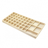 Présentoir bijoux 45 cases pour bijoux divers et cartes à bijoux Naturel (couleur naturelle du bois)
