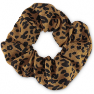 Chouchous pour cheveux imprimé léopard Marron bronze-noir