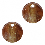 Pendentifs en résine pailleté 12mm Multicolore Marron