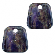 Pendentifs en résine trapèze pailleté Multicolore galaxy