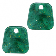 Pendentifs en résine trapèze pailleté Multicolore vert