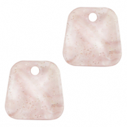 Pendentifs en résine trapèze pailleté Rose hortensia
