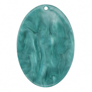 Pendentifs en résine ovale Bleu pétrole