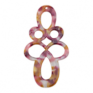 Pendentifs en résine baroque Rose-pourpre doré