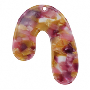 Pendentifs en résine organique Rose-pourpre doré