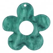 Pendentifs en résine fleur Bleu pétrole