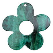 Pendentifs en résine fleur pailleté Multicolore vert