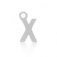 Breloques en acier Inox alphabet lettre X Argenté