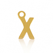 Breloques en acier Inox alphabet lettre X Doré