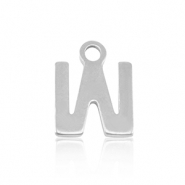 Breloques en acier Inox alphabet lettre W Argenté