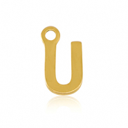 Breloques en acier Inox alphabet lettre U Doré