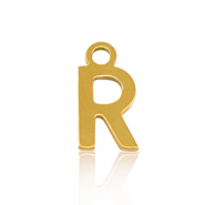 Breloques en acier Inox alphabet lettre R Doré