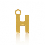 Breloques en acier Inox alphabet lettre H Doré