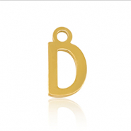 Breloques en acier Inox alphabet lettre D Doré