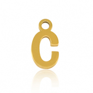 Breloques en acier Inox alphabet lettre C Doré