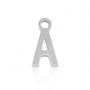 Breloques en acier Inox alphabet lettre A Argenté