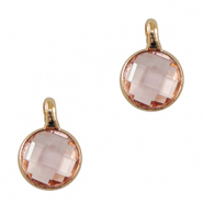Pendentifs en verre Crystal Glass 7mm Rose clair-doré