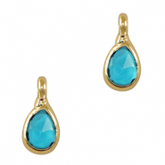Pendentifs en verre Crystal Glass goutte Bleu-doré