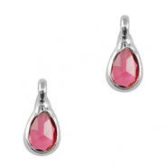 Pendentifs en verre Crystal Glass goutte Rose-argenté