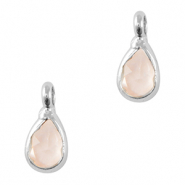 Pendentifs en verre Crystal Glass goutte Rose clair-argenté
