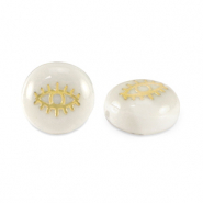 Perles en verre rondelles effet nacré œil Blanc-doré