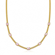 Colliers en acier inox chaîne maille serpentine cristal Doré-rose