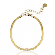 Bracelets en acier inox chaîne maille serpentine cristal Doré-rosa
