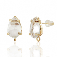 Boucles d’oreilles / puces d’oreilles en verre Crystal Glass avec anneau goutte Cristal-doré