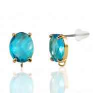 Boucles d’oreilles / puces d’oreilles en verre Crystal Glass avec anneau ovale Bleu-doré