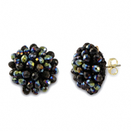 Boucles d’oreilles facettées avec anneau Bleu nuit foncé AB