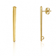 Apprêts en acier Inox boucles d'oreilles / puces d’oreilles ovale avec anneau Doré